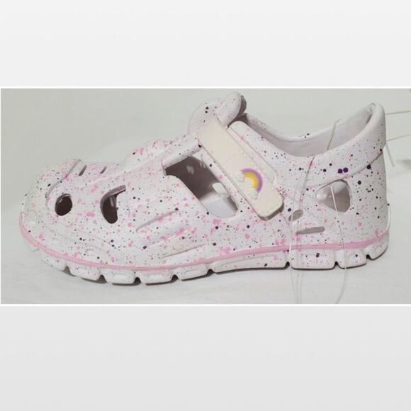 New Stepping Stone Shoes  Kid Size 12 Girls White & Pink Rainbow Sandals NWT - Picture 3 of 16